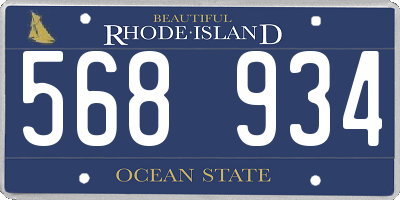 RI license plate 568934
