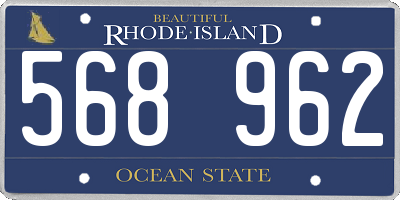 RI license plate 568962