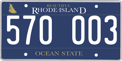 RI license plate 570003