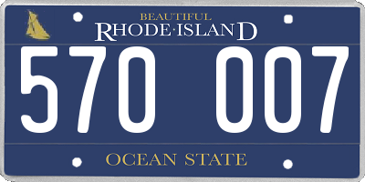 RI license plate 570007