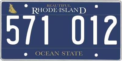 RI license plate 571012