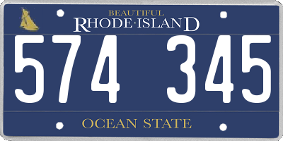 RI license plate 574345