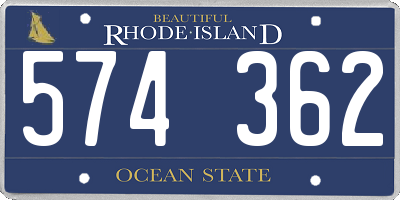 RI license plate 574362