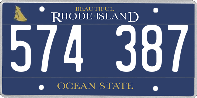 RI license plate 574387