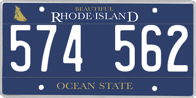RI license plate 574562