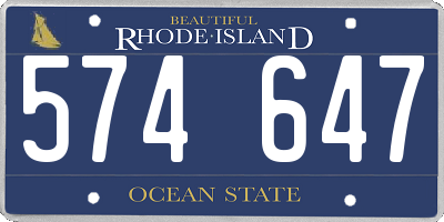 RI license plate 574647