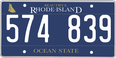 RI license plate 574839