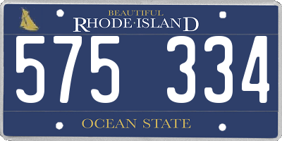 RI license plate 575334