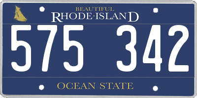 RI license plate 575342