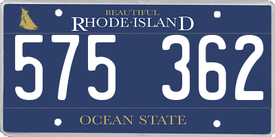 RI license plate 575362