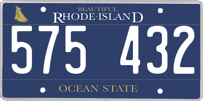 RI license plate 575432