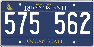 RI license plate 575562