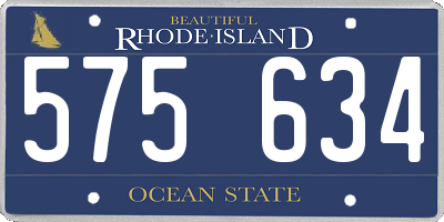 RI license plate 575634