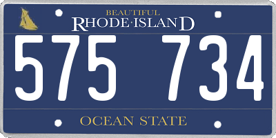 RI license plate 575734