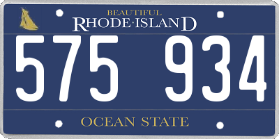 RI license plate 575934