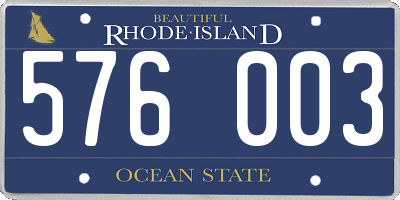 RI license plate 576003