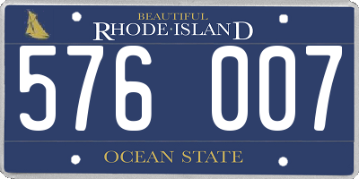 RI license plate 576007