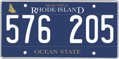 RI license plate 576205