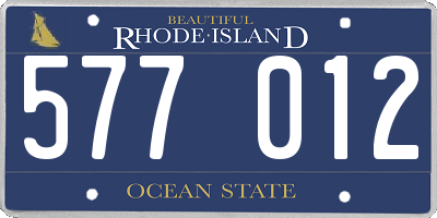 RI license plate 577012