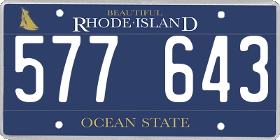 RI license plate 577643