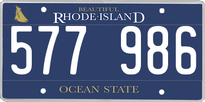 RI license plate 577986