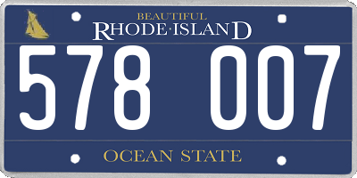 RI license plate 578007