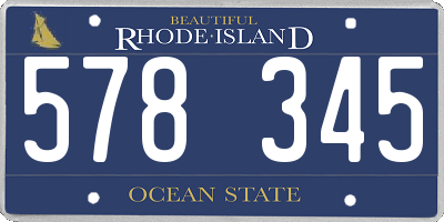 RI license plate 578345