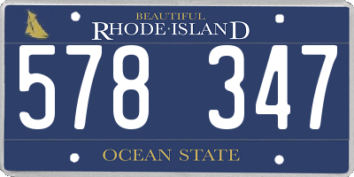 RI license plate 578347