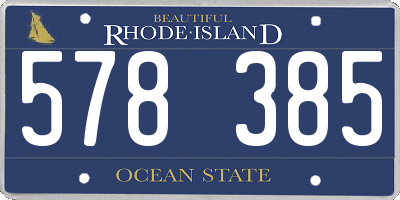 RI license plate 578385