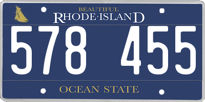 RI license plate 578455