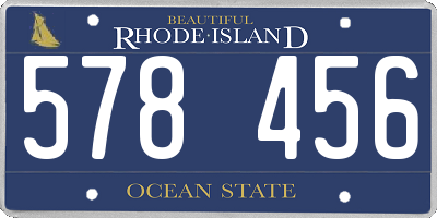 RI license plate 578456