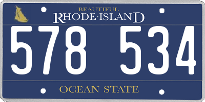 RI license plate 578534