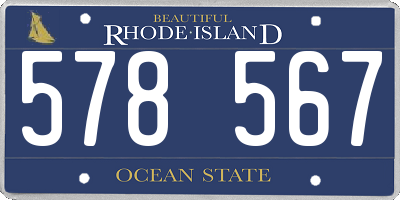RI license plate 578567