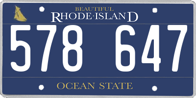 RI license plate 578647