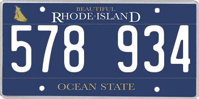 RI license plate 578934