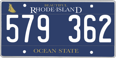 RI license plate 579362
