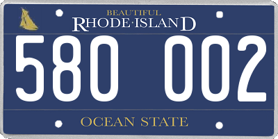 RI license plate 580002