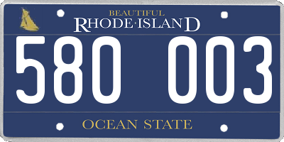 RI license plate 580003