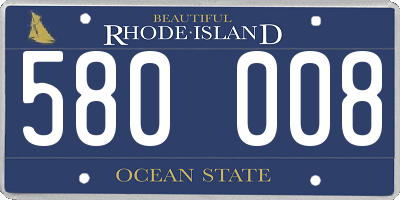 RI license plate 580008