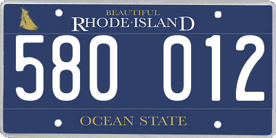 RI license plate 580012