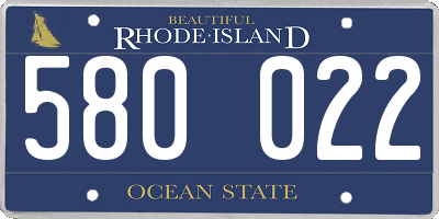 RI license plate 580022