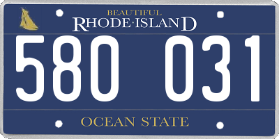 RI license plate 580031
