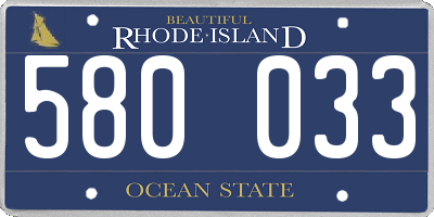 RI license plate 580033