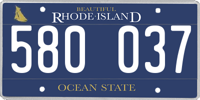 RI license plate 580037