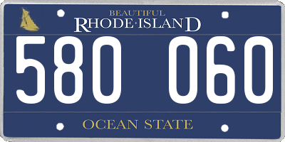 RI license plate 580060