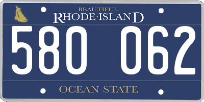 RI license plate 580062