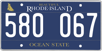 RI license plate 580067