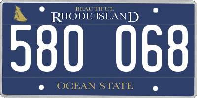 RI license plate 580068