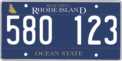RI license plate 580123