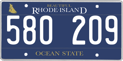 RI license plate 580209